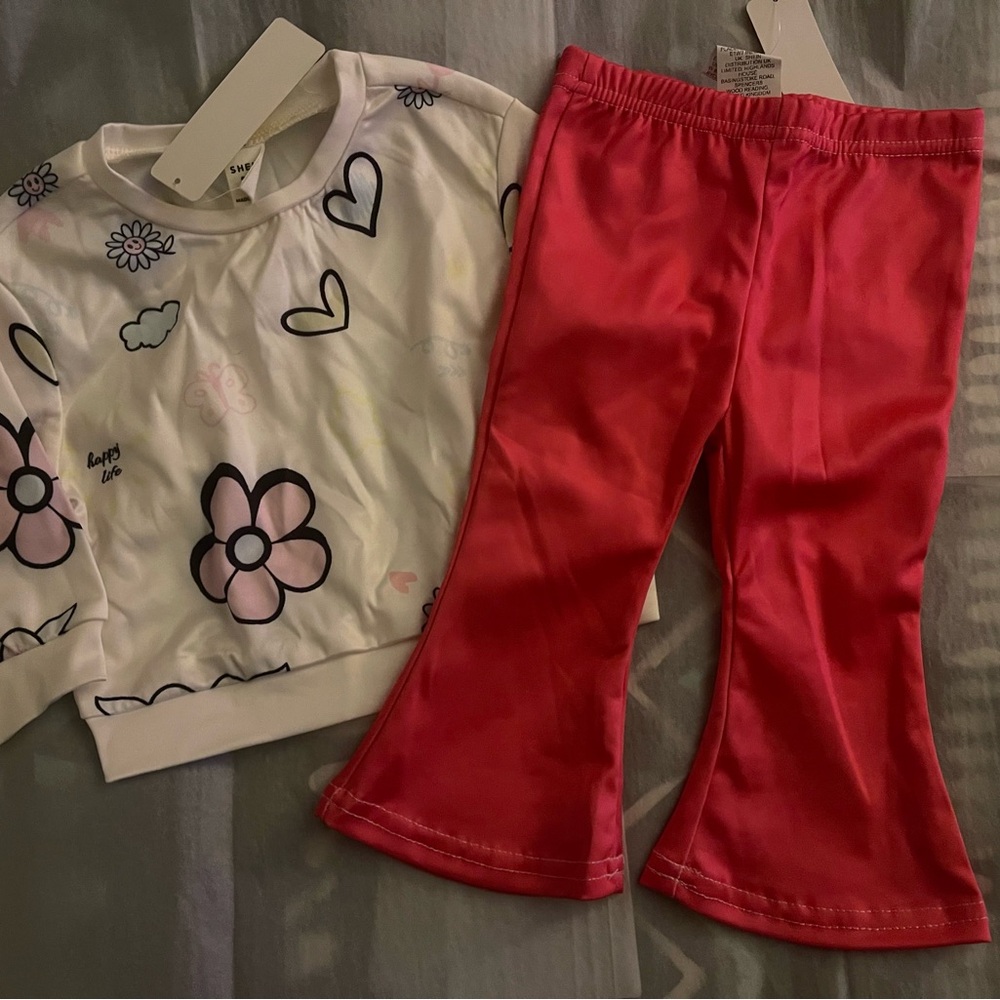 Kids Floral Heart Matching Set - White and Pink